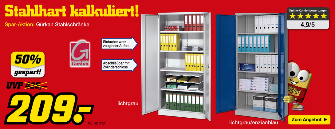 Stahlschrank stahlhart kalkuliert